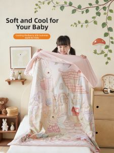MISU | Cute Cartoon Printed Knitted Cotton Icy Silk Baby Summer Quilt