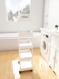 SALVO 3/4/5 Layer Trolley Cart Organizer Bathroom Organizer Rack Kitchen Rack Book Shelf With Wheel Moving Storage Cart