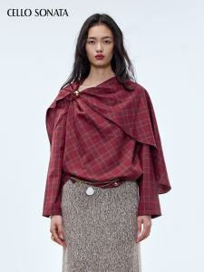 Cello Sonata | Wool Plaid Gold Beads Cape