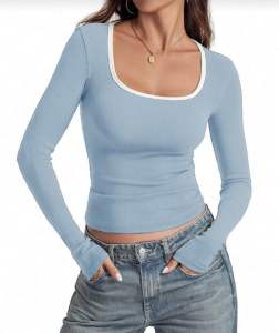 Combi Square Neck Long Sleeve Top Crop Top Long Sleeve - LILY