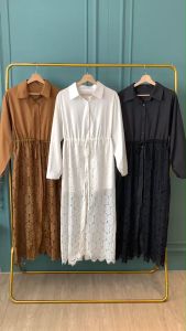 D11870 Voss Lace Hem Long Shirt Dress