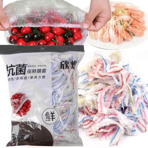 100/500Pcs Reusable Disposable Food Cover Plastic Wrap Durable Stretchable Elastic Food Lids for Bowls Elastic Plate Covers for Kitchen Food Saver Bag