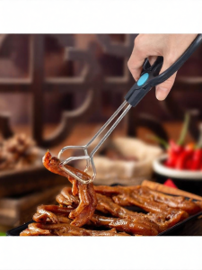 Stainless Steel Food Tongs Plastic Handle Heat Resistant