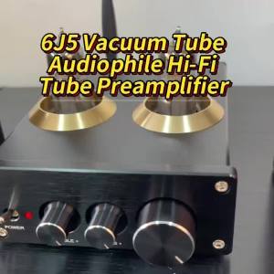 YJCO Stereo Preamplifier Bluetooth 5.0 JL 5.1 QCC3034 HiFi Preamp Tube Amplifier Buffer 6J5 with Treble Bass Tone Adjustment