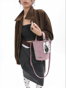 JANDRESS | Original Crossbody Small Bucket Bag Suede Polka Dot