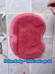 Tấm Silicon Chà LưngChà Chân Có Móc Treo Miếng Silicon Hút Chân Không Cọ LưngCọ Chân Tiện Lợi