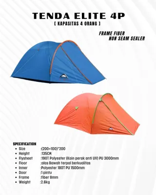 Tenda Camping LWY Double Layer 4-5 Orang Waterproof Anti UV Ringan Kokoh