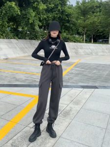 FRAN Vintage Casual Cargo Jogger Pants Women Early Autumn High Waist Straight Wide Leg Trousers COD