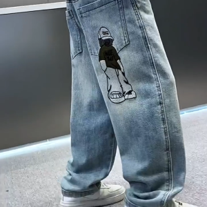 Jeans For Kids Boy Street Style 6-12yrs Denim Pants For Kids Boy Fashion Embroidery Pants For Kids Boy Baggy Pants High Qulity 130-160cm