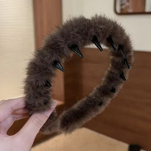 NING ZHOU | Fur Leopard Print Headband Hair Styler