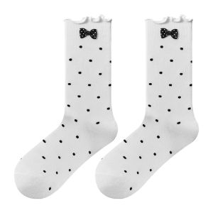 HAPPYLEMON | Summer Thin Ballet Style Womens Socks With Butterfly Knot Mid-Calf Chunky Cotton Blend Long Socks Miu Miу No-Bone Online Exclusive