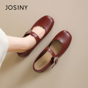 Josiny | Black Marry Jane Shoes Flat Dress Match Spring One Buckle