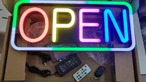 ป้ายไฟLED ป้ายไฟ OPEN (พร้อมรีโมทปรับสเต็บ) ป้ายไฟหน้าร้าน ป้ายไฟวิ่ง ป้ายไฟตัวอักษร ป้ายไฟเปิด ป้ายไฟOPEN รุ่นสี่เหลี่ยม แสงไฟRGB