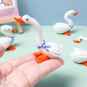 SHUQUE | New White Cute Handmade Glass Goose Decorative Ornament