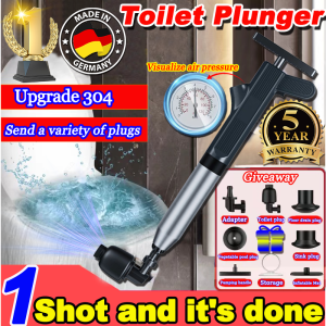 👍【Say goodbye to blockage】 Versatile Toilet Plunger 304 stainless steel upgraded version integrated air pressure one shot to clear toilet pipe unclogging device