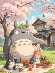 Hayao Miyazaki Animation Totoro 500 PCS Jigsaw Puzzles Challenging Family Activity Games for Gameroom Bedroom Livingroom Gift
