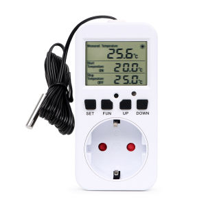 Digital Temperature Controller Plug Timer Switch AC220V EU Plug Thermostat Heating and Cooling Control with Sensor
