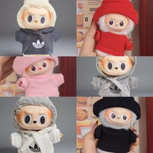 ชุดเสื้อฮู้ดและกางเกงถักนิตติ้ง 10 ซม. สำหรับตุ๊กตา Labubu 4.0 แฟชั่นสไตล์เกาหลี อินเทรนด์ สำหรับตกแต่งตุ๊กตา DIY