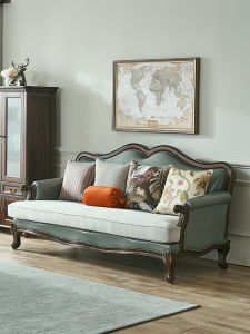 HELIDA | Retro Modern Luxury Sofa Genuine Leather and Fabric Washable Real Wood Frame
