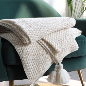 Nordic Retro Large Tassel Blanket Dormitory Bed Flag Sofa Blanket Nap Blanket White Couch Cover Blanket Afternoon Sleep Blanket