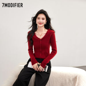 Lachapelle V-Neck Knitwear Red Colorful New Year Spring Festival Fashionable Versatile Personality Top Womens Casual Wear