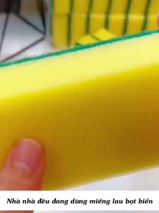 Miếng cọ rửa chén bát xanh vàng tiện dụng NAGO-  Miếng rửa bát bằng bọt biển kích thước 10x7x3cm