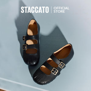 Staccato Womens Ballet Flat Court Shoes รองเท้าบัลเล่ต์ หัวกลม รองเท้าส้นตึก Y2606