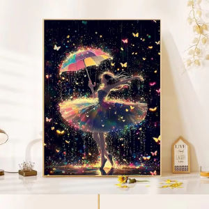 Glowing Ballerina Girl with Butterflies Artwork Jigsaw Puzzle 500/1000/1200/2000PCS Stress Relief Puzzle Wall Art Gift Frameless