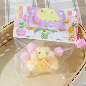 Meade | Squishy Hamster Toy with Cheese Cute Desktop Decor Funny Stress Relief Decompression Fidget Toys for Teens Kids Adults Gift