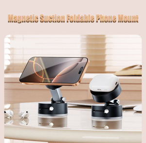 Vacuum Magnetic Suction Foldable Phone Mount Portable Lazy Mobile Phone Bracket Compatible with iPhone Android Telescopic Phone Mount
