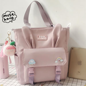 Large Capacity Canvas Shoulder Bag Womens Crossbody Book Bag School Bag Tutoring Bag Sweet Cool Style Daily Use Soft Handbag