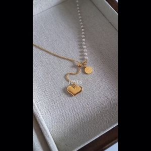 JOYUS Sarah Titanium Stainless Steel 18K Gold Waterproof Pearl Heart Elegant Necklace Birthday Gift Box