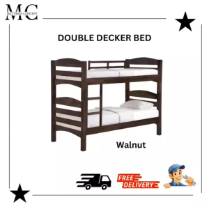 【LOCAL SELLER】 JAN WALNUT DOUBLE DECKER BED SINGLE/SUPER SINGLE ( FREE DELIVERY & INSTALLATION)