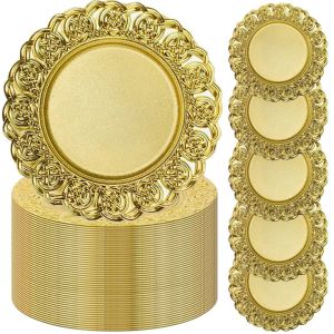 Gold Charger Plates 13 Inch Elegant Dinner Charger Plates European Luxury Style Round Plate Chargers