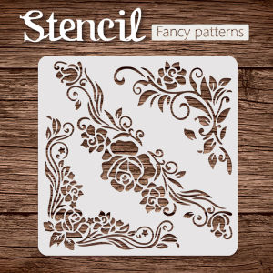 1PC 11.8inch Vintage Rose Flower Wall Stencil for Painting DIY Tile Wood Glass Fabric Decor
