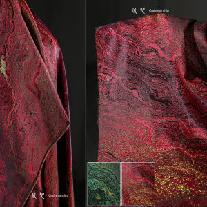 Vải Thêu Vàng Đỏ Phong Cách Cổ Điển DIY Vải Thiết Kế Quần Áo Vải Trang Trí Đồ Dùng Thủ Công Vải Trang Trí Nhà Cửa