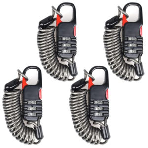 3-Digit Combination Cable Lock for Bike Motocycle Helmet Portable Code Lock with Steel Cable for Luggage Backpack Black 4Pcs/Se