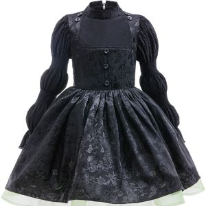 Bé Gái Magic Ác Phù Thủy Trang Phục Lưới Đen Váy Xòe Phong Cách Gothic Halloween Sinh Nhật Diễn Sân Khấu Dài Đến Đầu Gối Cổ Tròn