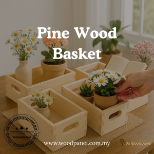 Pine Wood Basket with Handle & custom Sizing
