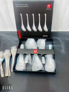 Sku218- Set 5 muỗng inox cao cấp dáng ngắn sang trọng bền bỉ kt 14.5cm x 4.5cm