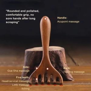 Deer Antler Scalp Massage Comb Comb Massage Scalp Meridians Natural Sandalwood Head Five-Claw Meridian Massage Comb Neck