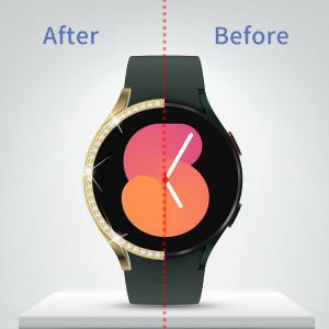 ผู้หญิง Bling สำหรับ Samsung Galaxy Watch 7 40 มม.44 มม.กรณีเพชรพร้อมกระจกเทมเปอร์ปกป้องหน้าจอสำหรับ Samsung smartwatch FE 40 มม.galaxy Watch 6/5/4 40 มม.44 มม.