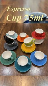 Bộ ly cà phê Espresso 75ml gốm sứ nhiều màu - Ly Espresso kèm đĩa lót - Vy An Group