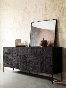 OUJUGEJIAJU | Carved Oak Aesthetic Storage Cabinet
