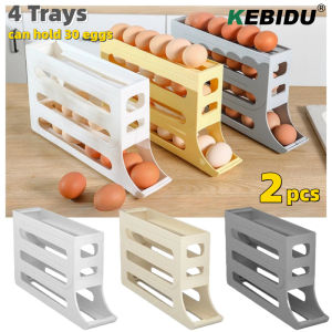 KEBIDU Automatic Scrolling Egg Storage Dispenser Refrigerator 30 Grids Large Capacity Refrigerator Egg Storage Box Saving Space Eggs Storage Rack