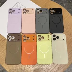 Original Frosted Liquid Silicone ForMagsafe Phone Case ForiPhone Air 16 15 14 13 17 Pro Max Large Window Bumper Magnetic Cover