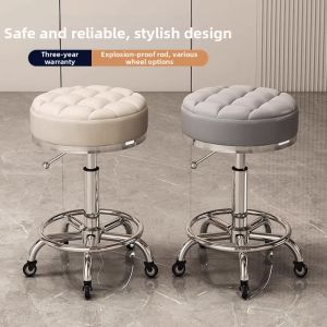 Rotating Height-Adjustable Stool with Wheels