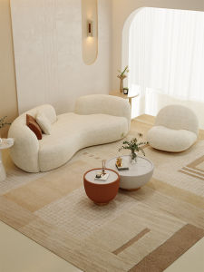 Modern Minimalist Style Arc Sofa for Office Reception Luxury Quality Non-Stored Non-Assembled Velvet Fabric Sofa