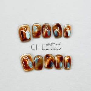2025 New Year Handmade Nail Wearable Autumn Winter Amber Fading INS High-End Whitening BA435 Nail Art False Nails Tips Extensions