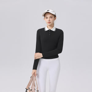 Soft Collar Striped Slim Fit Retro Polo Shirt Women